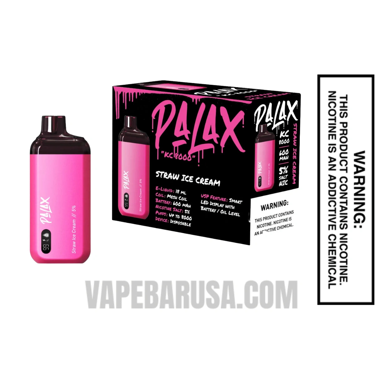 Straw Ice Cream Palax KC8000 Disposable Vape - Final Sale With Bundle Box