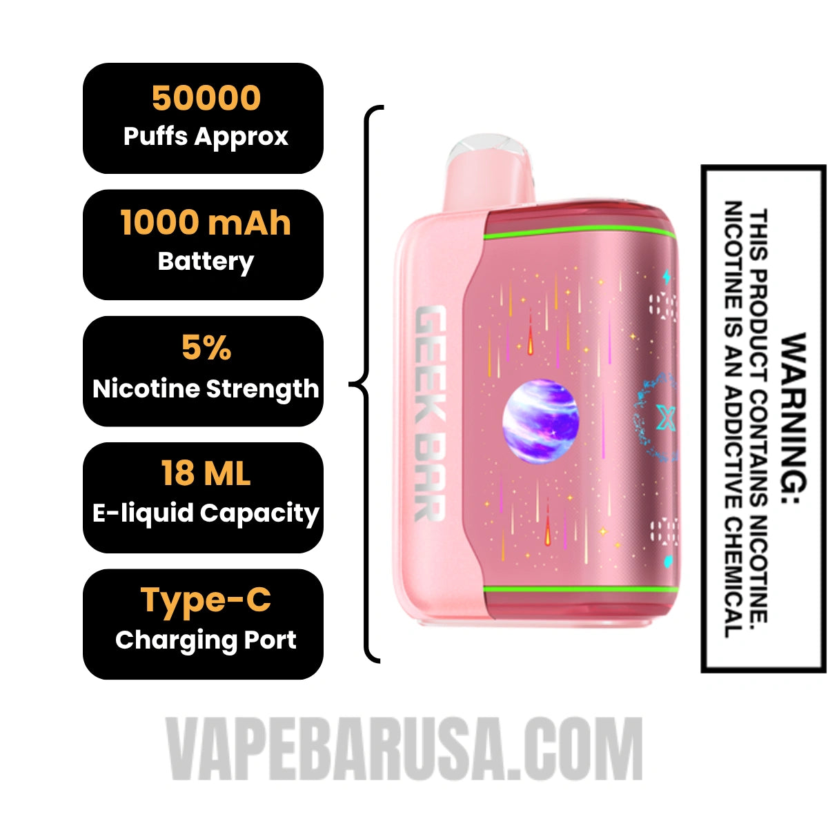Strawberry B-Burst Geek Bar Pulse X2 Disposable Vape Specifications
