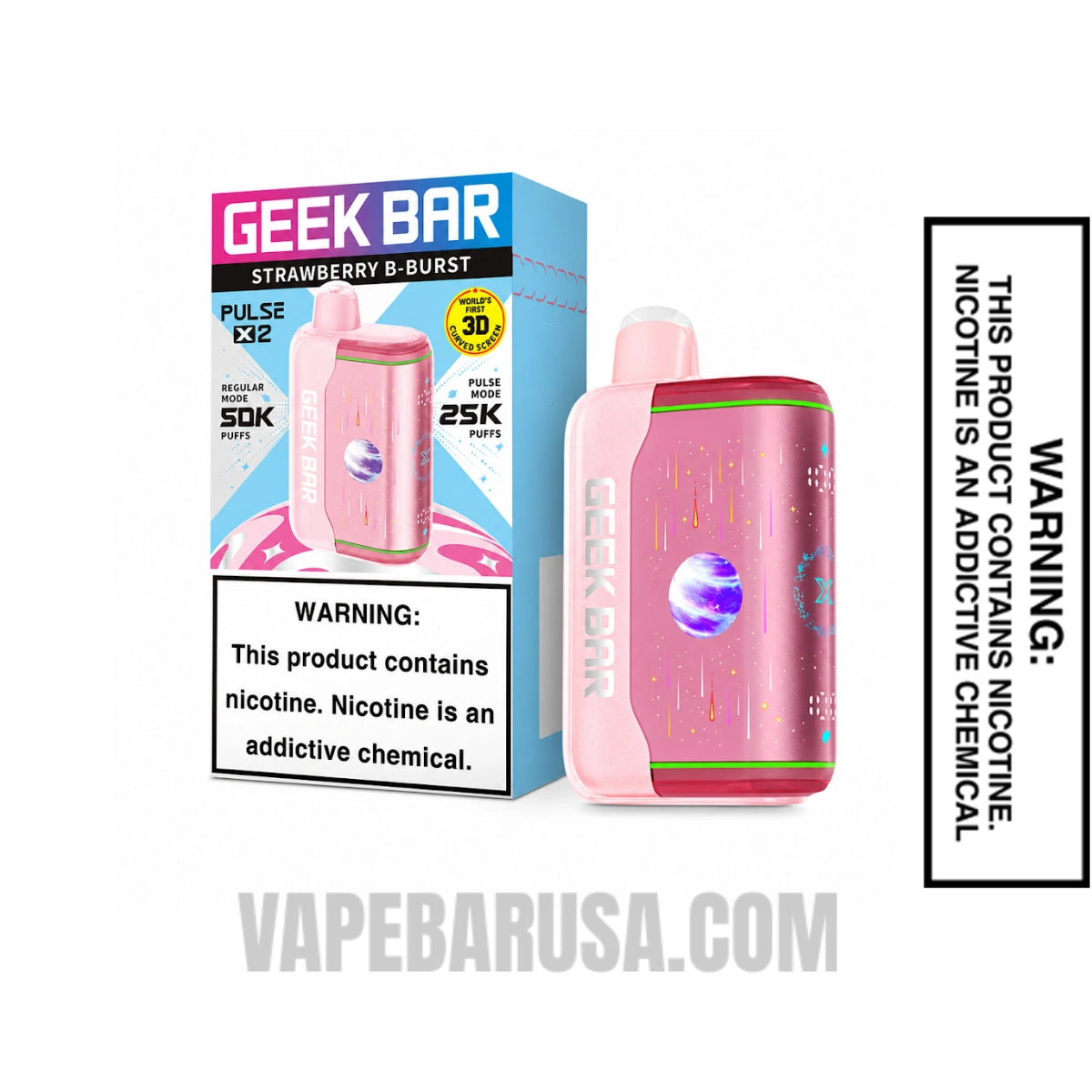 Strawberry B-Burst Geek Bar Pulse X2 Disposable Vape With Package Box