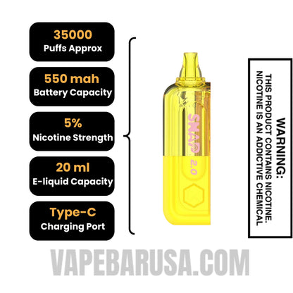 Strawberry Banana Kado Bar Snap 2.0 35K Disposable Vape Pod Specifications