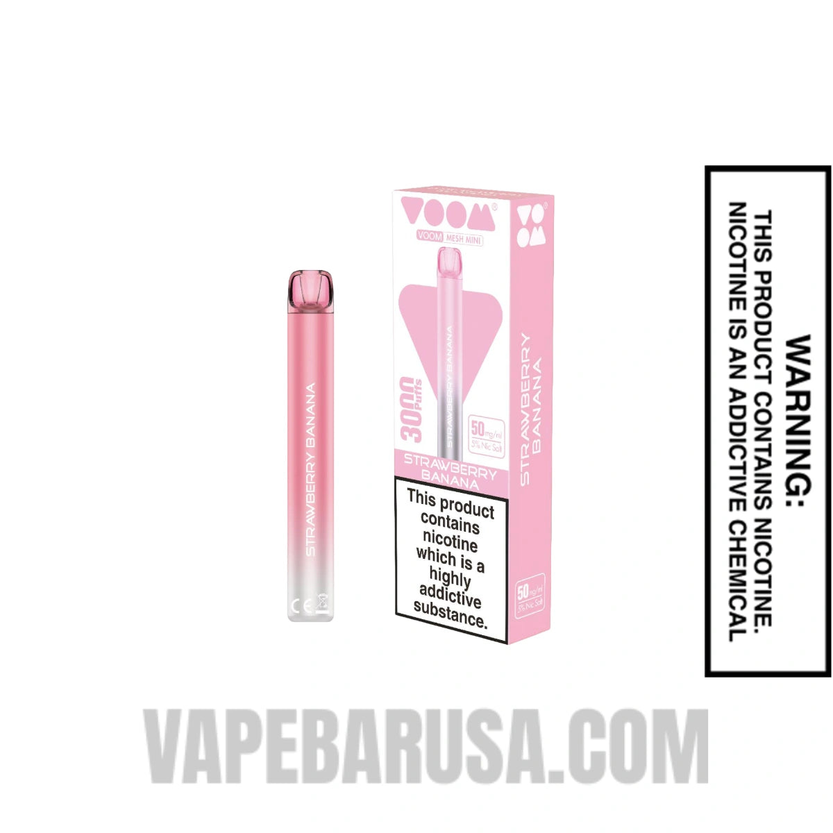Strawberry Banana Voom Mesh 3000 Puffs Disposable Vape With Package Box