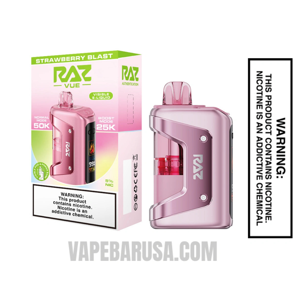 Strawberry Blast RAZ VUE 50K Disposable Kit With Package Box