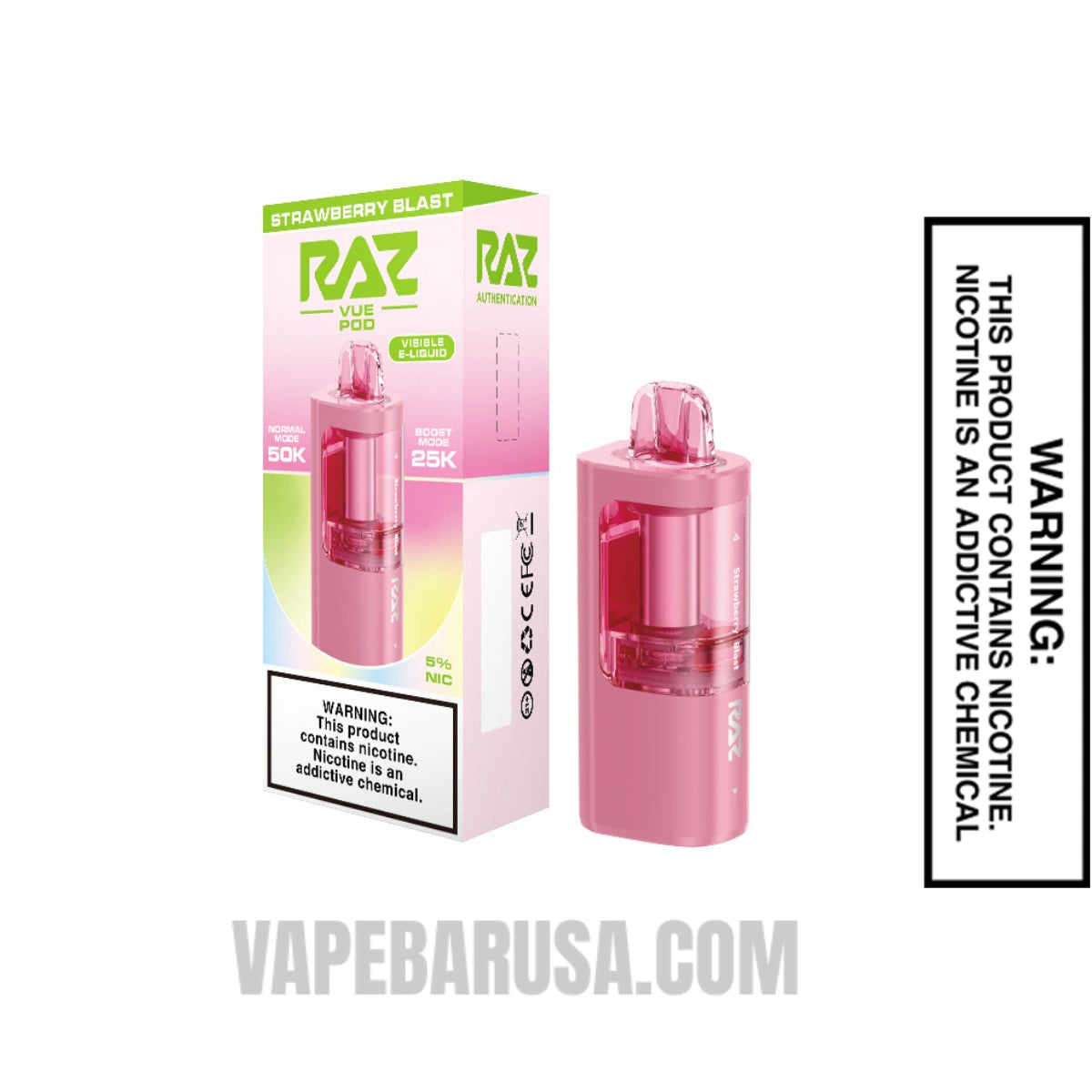 Strawberry Blast RAZ VUE 50K Disposable Pod With Package Box