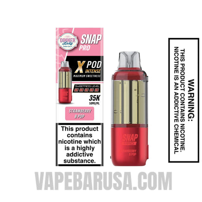 Strawberry B Pop Dinner Lady Snap Pro Intense 35K Pre-filled Replacement Pod With Package Box