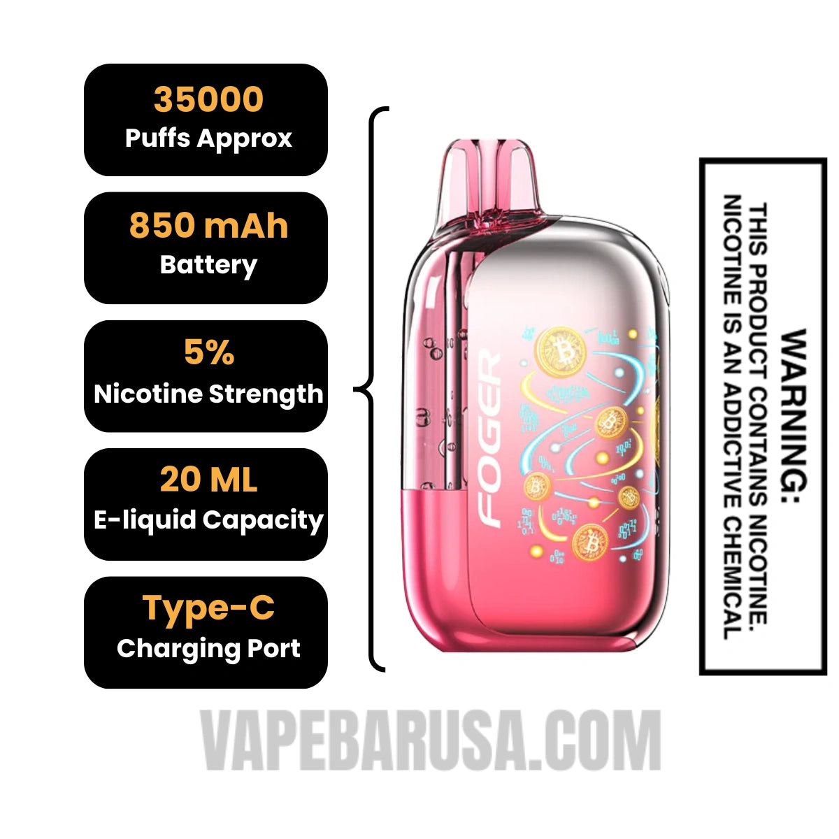Strawberry Burst Foger Bit 35K Disposable Vape Specifications