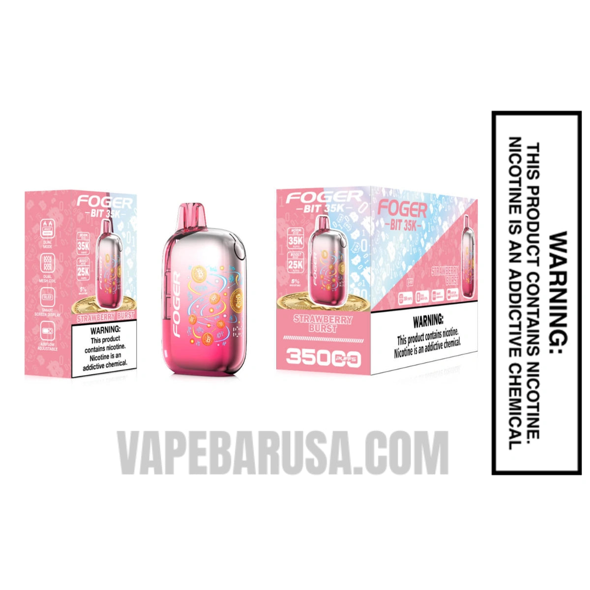 Strawberry Burst Foger Bit 35K Disposable Vape With Bundle Pack