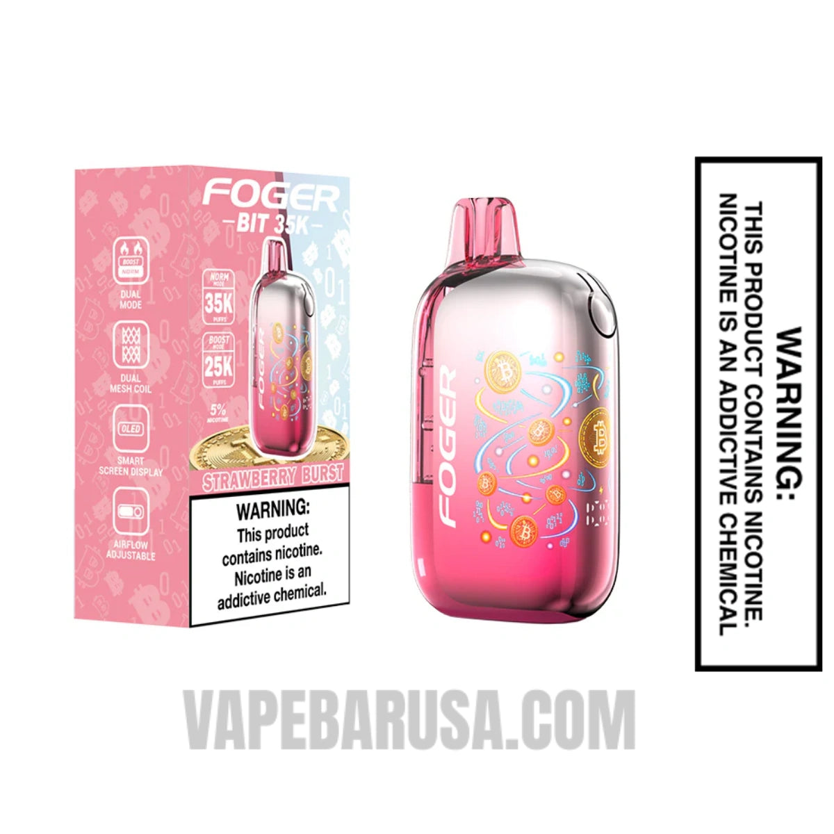 Strawberry Burst Foger Bit 35K Disposable Vape With Package Box