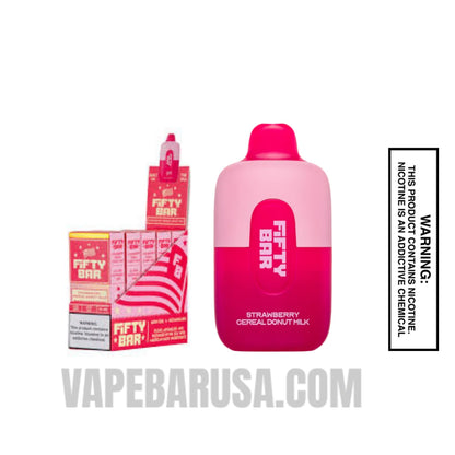 Strawberry Cereal Donut Milk Fifty Bar Disposable Vape 6500 Puffs With Bundle Pack
