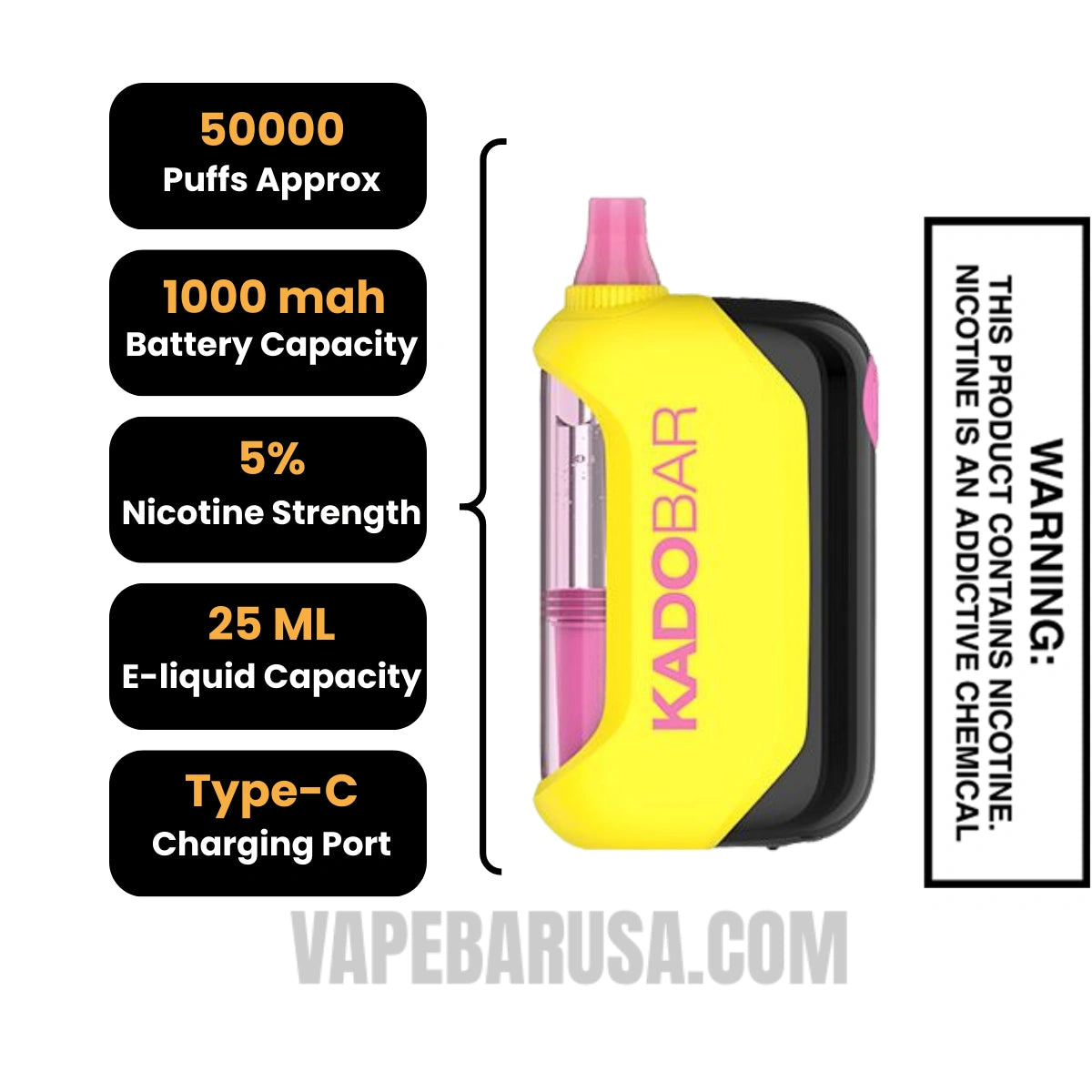 Strawberry Colada Kado Bar Drip 50K Disposable Vape Specifications