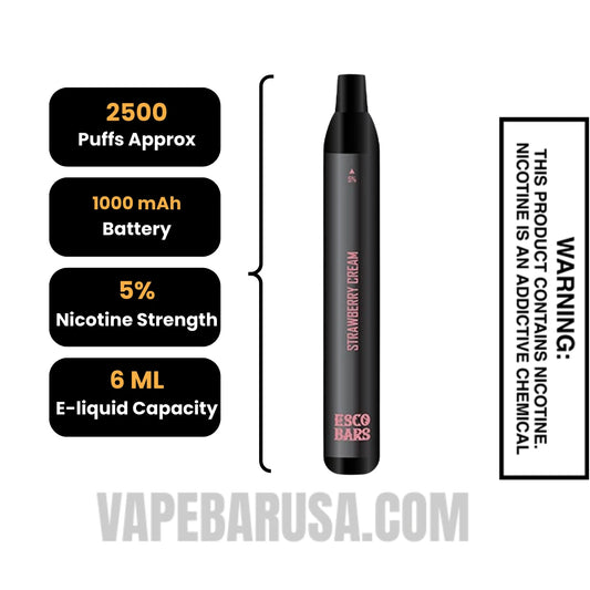 Strawberry Cream Esco Bars 2500 Puffs Disposable Vape