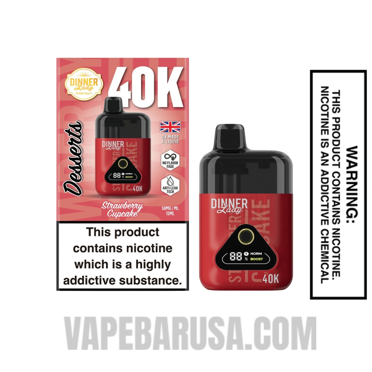 Strawberry Cupcake Dinner Lady 40K Disposable Vape With Package Box