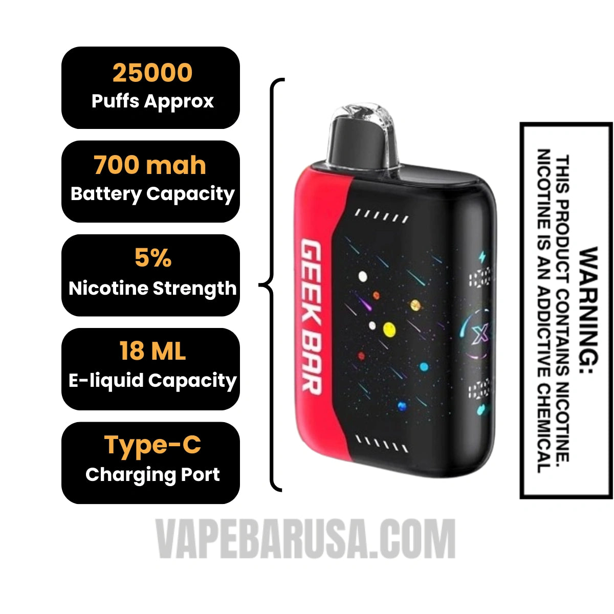 Strawberry Dragon Geek Bar Pulse X Disposable Vape Specifications