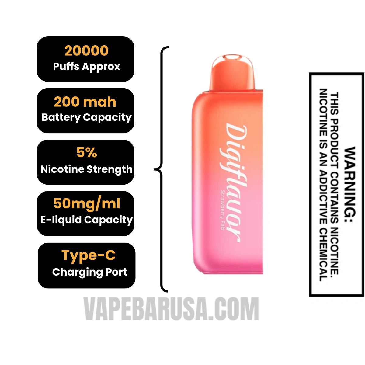 Strawberry Fab Digiflavor BRK 20K Disposable Pod Specifications