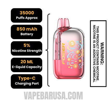 Strawberry Freezer Jam Foger Bit 35K Disposable Vape Specifications