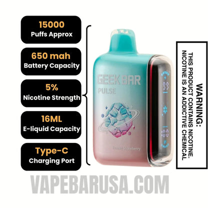 Strawberry Geek Bar Pulse Frozen Edition Vape Specification