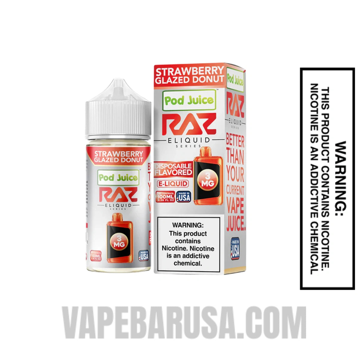 Strawberry Glazed Donut RAZ Vape Juice 100 ML With package box