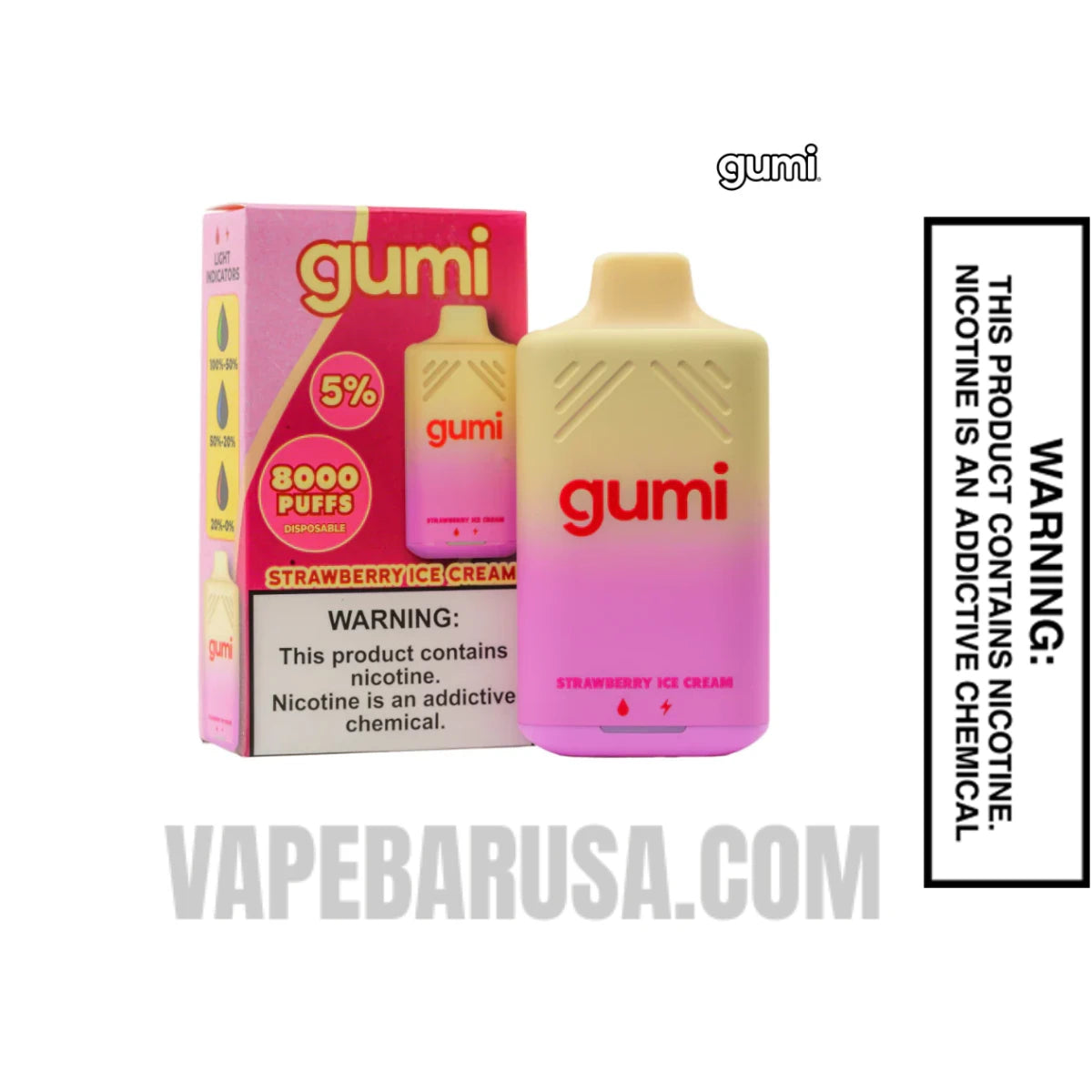 Strawberry Ice Cream Gumi Bar Disposable Vape 8000 Puffs With Package Box