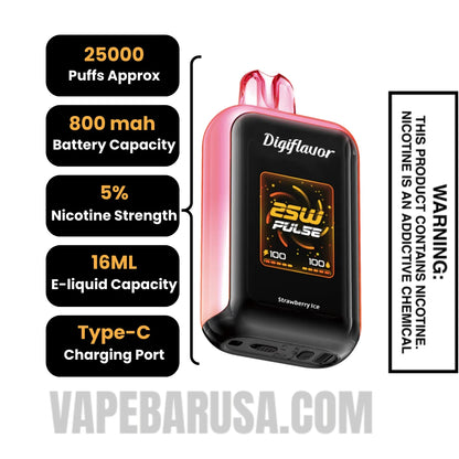 Strawberry Ice Digiflavor Sky 25K Vape Specifications