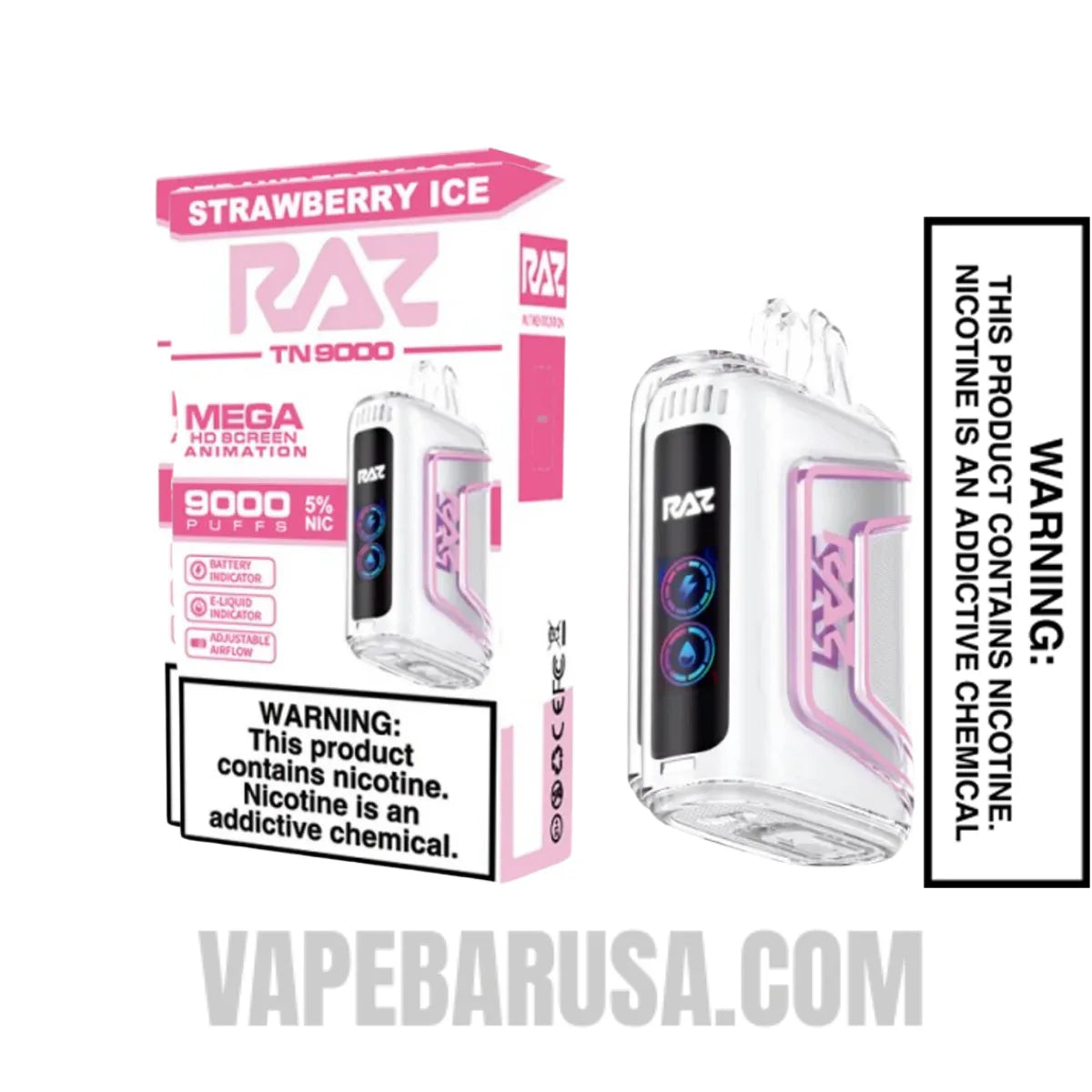 Strawberry Ice RAZ TN9000 Disposable Vape With Package Box