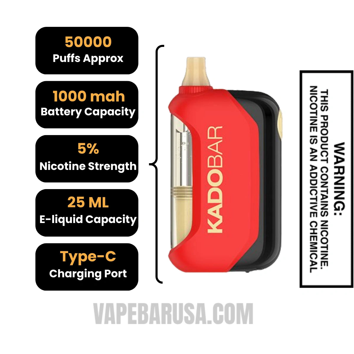 Strawberry Jelly Kado Bar Drip 50K Disposable Vape Specifications