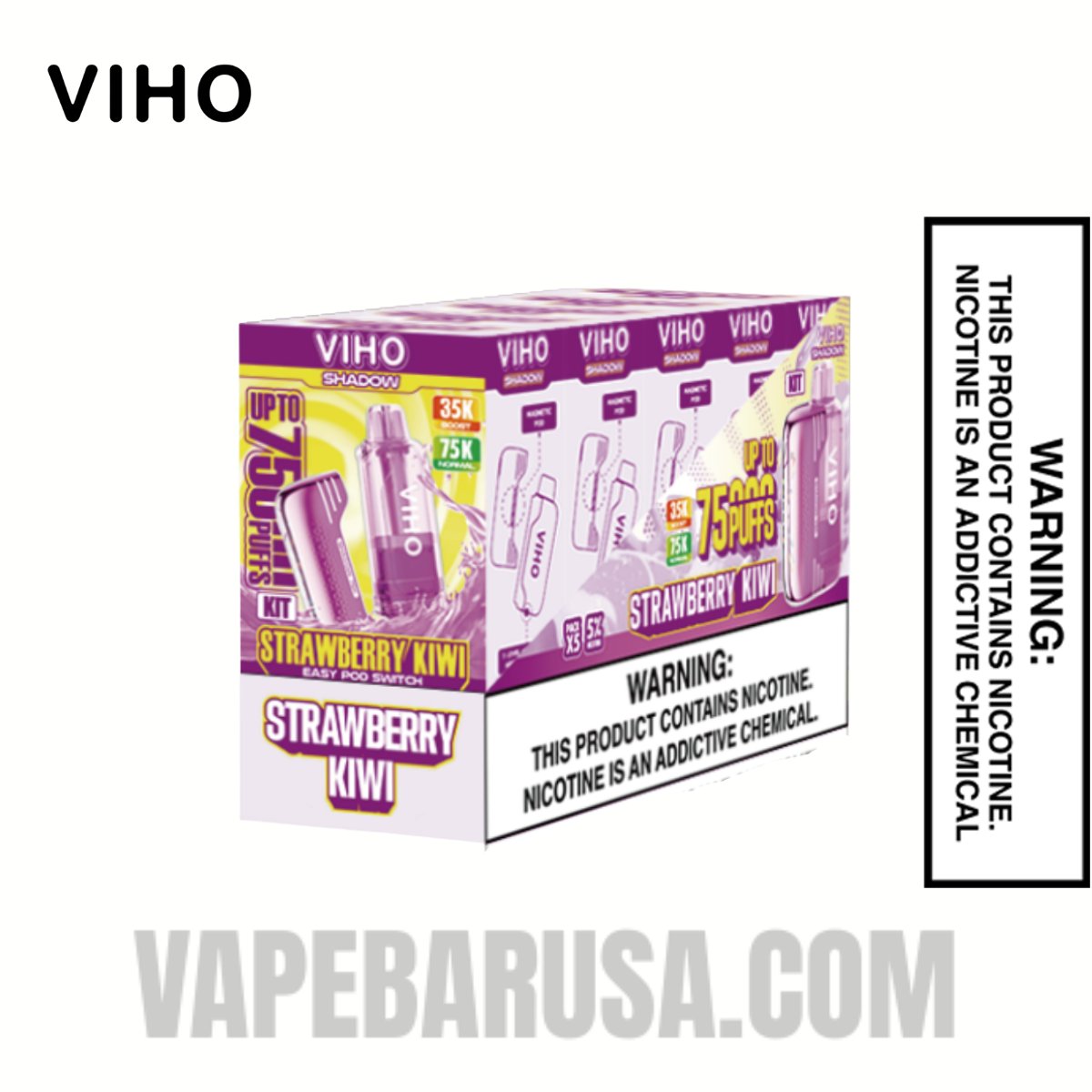 Strawberry Kiwi VIHO Shadow 75K Vape Kit With Bundle Pack
