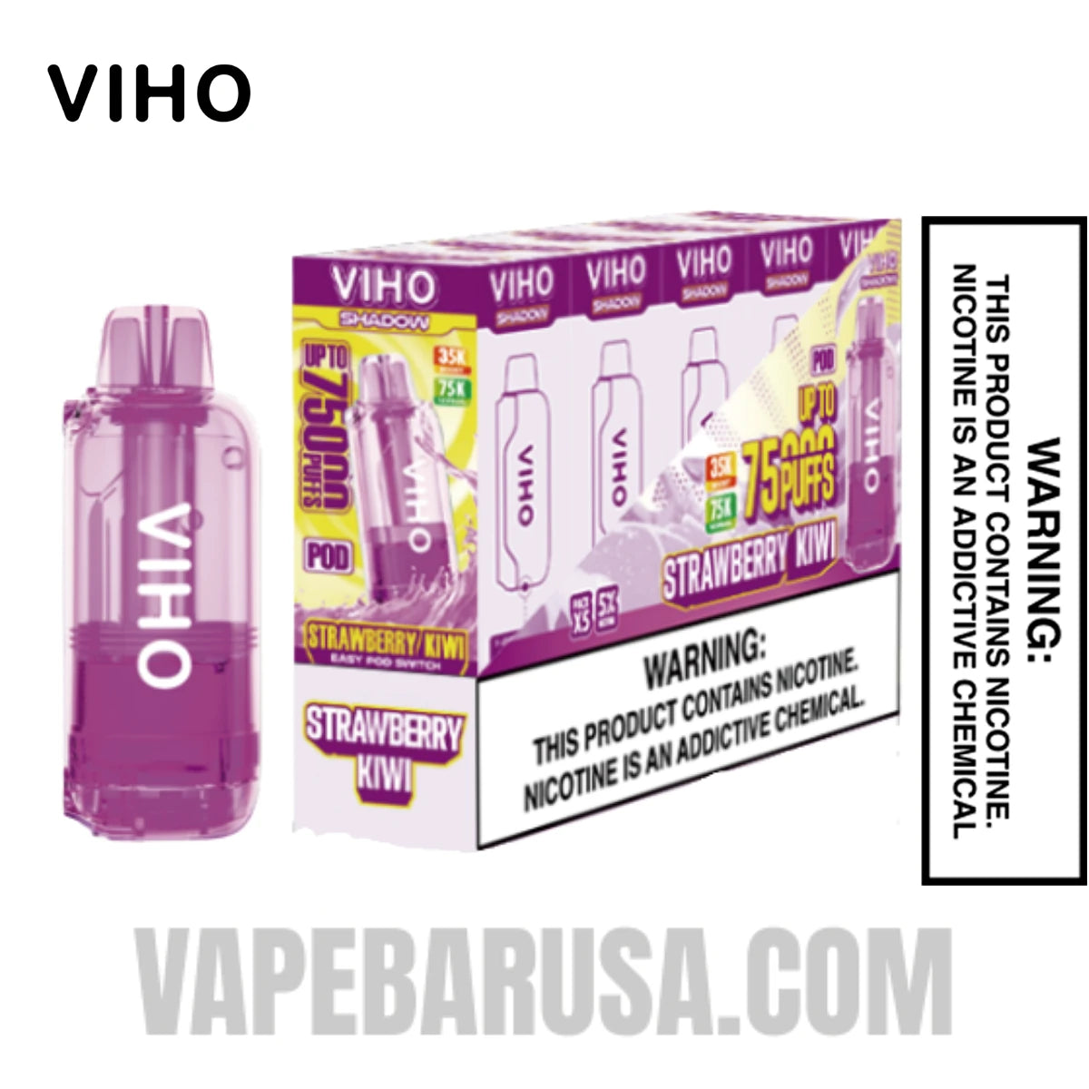 Strawberry Kiwi VIHO Shadow 75K Vape Pod With Bundle Pack