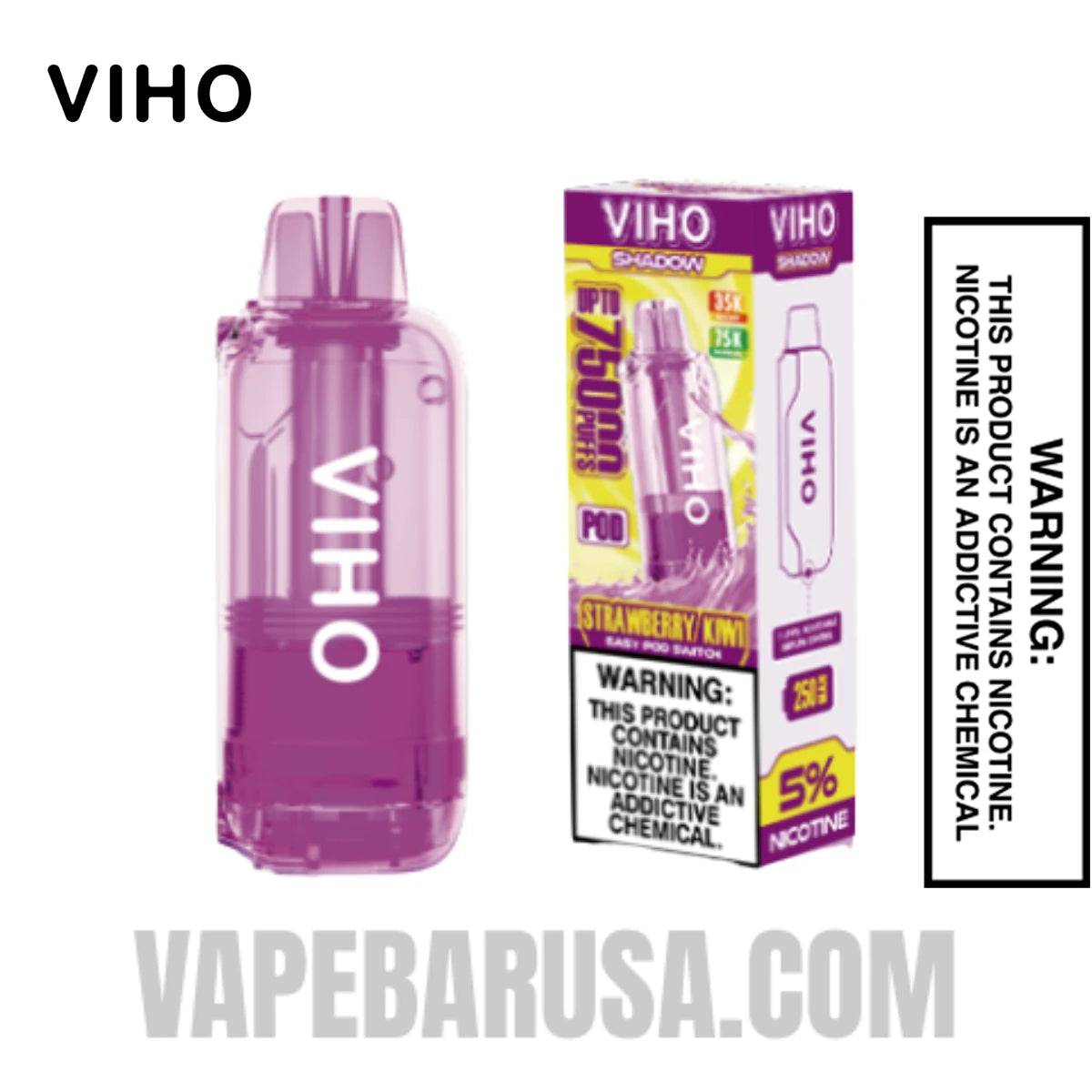 Strawberry Kiwi VIHO Shadow 75K Vape Pod With Package Box