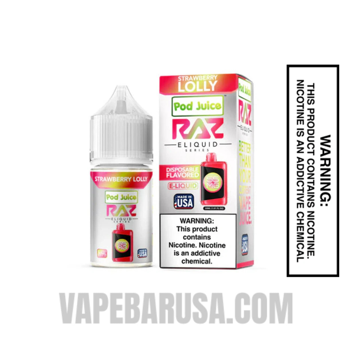 Strawberry Lolly Pod Juice X RAZ Salt Nic juice 30 ML With Package Box