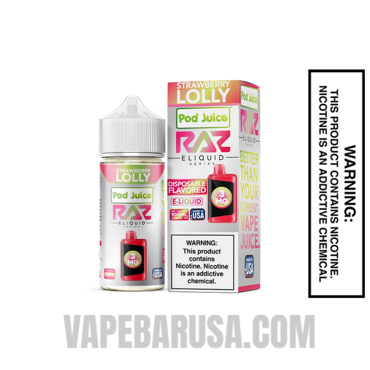 Strawberry Lolly Pod Juice X RAZ Vape Juice 100 ML with package box