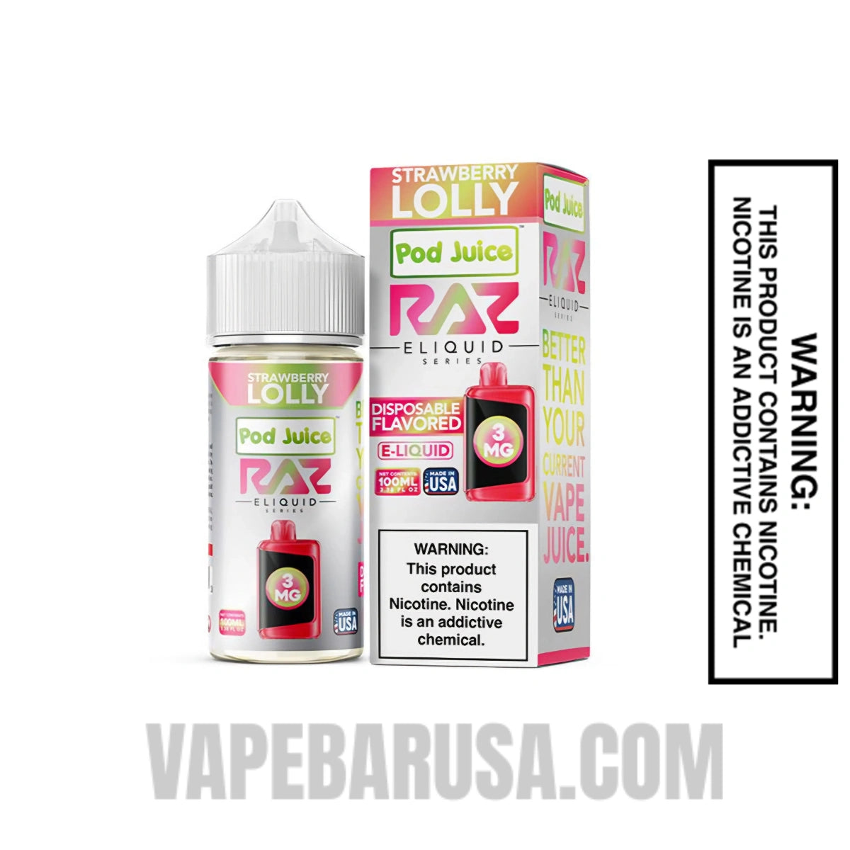 Strawberry Lolly RAZ Vape Juice 100 ML with package box