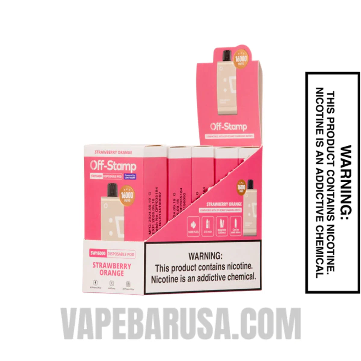 Strawberry Orange Off Stamp SW16000 Disposable Pod With Bundle Pack