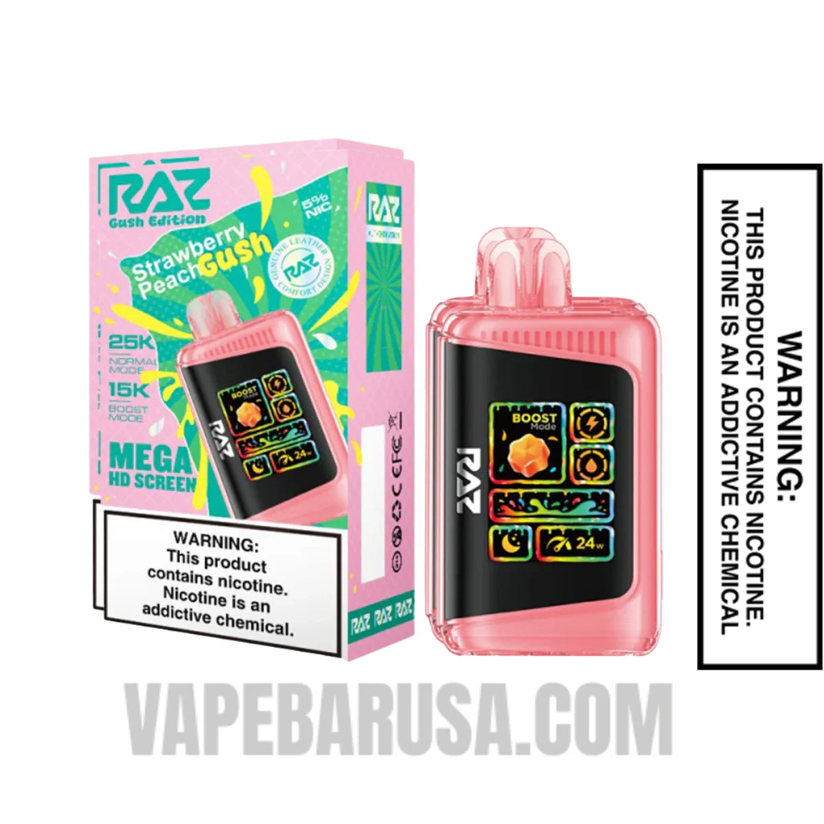 Strawberry Peach RAZ LTX 25K Gush Edition Vape with Package Box
