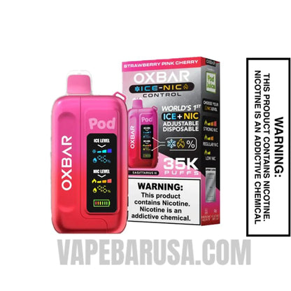 Strawberry Pink Cherry OXBAR Ice-Nic Control Disposable Vape with Package Box