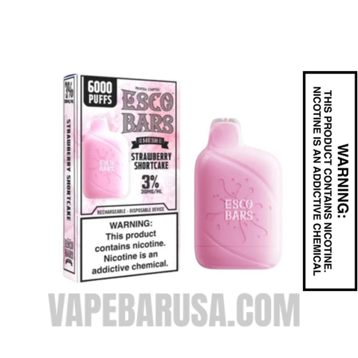 Strawberry Shortcake Esco Bar Mesh Vape 6000 Puffs 3% Nic With Bundle Pack