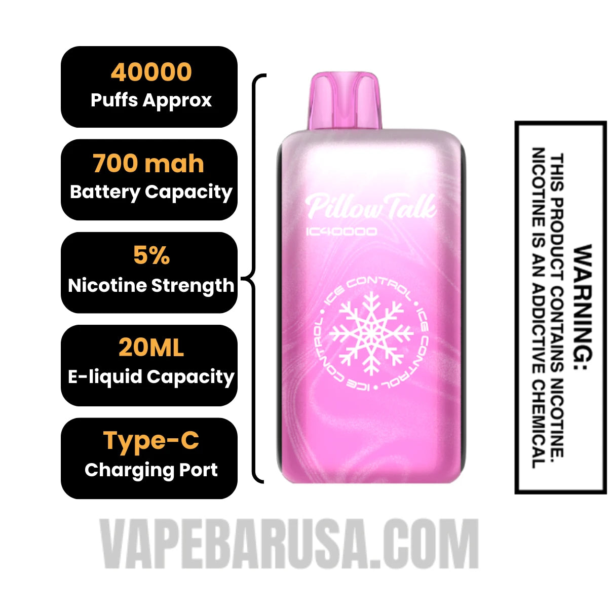 Strawberry Spritzer Pillow Talk IC40000 Crystal Edition Vape Specification