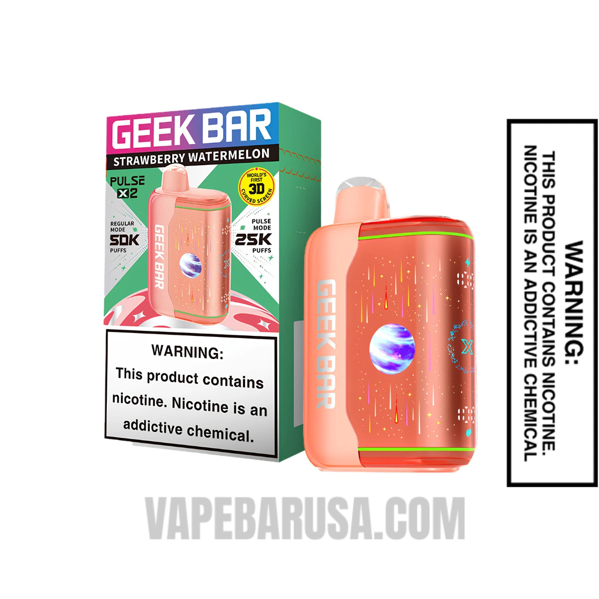 Strawberry Watermelon Geek Bar Pulse X2 Disposable Vape With Package Box