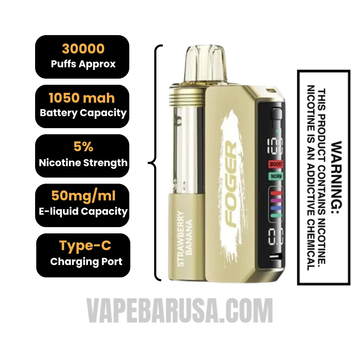 Strawberry Banana Foger Switch Pro Disposable Vape kit Specifications