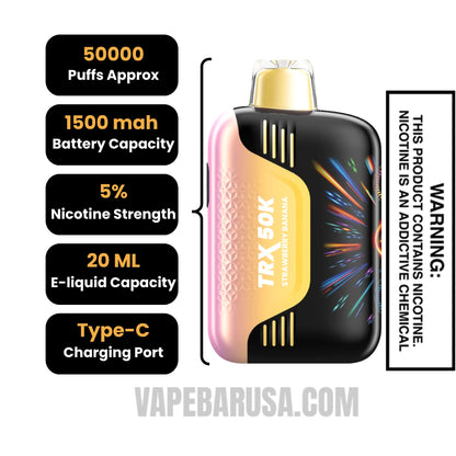 Strawberry Banana VIHO TRX 50K Disposable Vape Specifications 