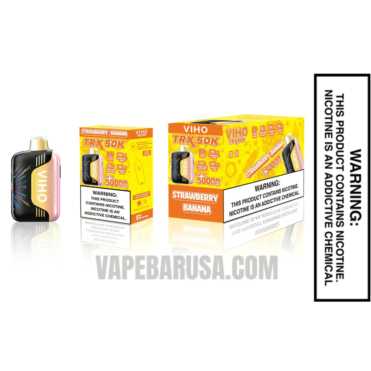 Strawberry Banana VIHO TRX 50K Disposable Vape With Bundle Pack