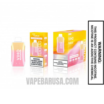 Strawberry Banana VIHO Turbo Vape 10000 Puffs With Bundle Pack