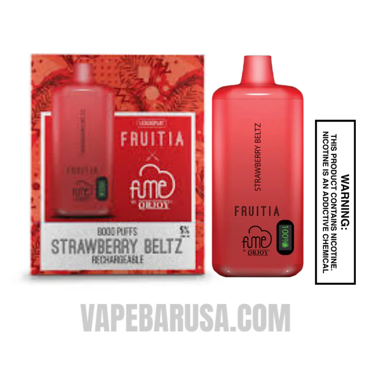 Strawberry Beltz Fruitia X Fume Disposable Vape 8000 Puffs With Bundle Pack