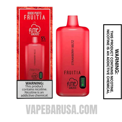 Strawberry Beltz Fruitia X Fume Disposable Vape 8000 Puffs With Package Box