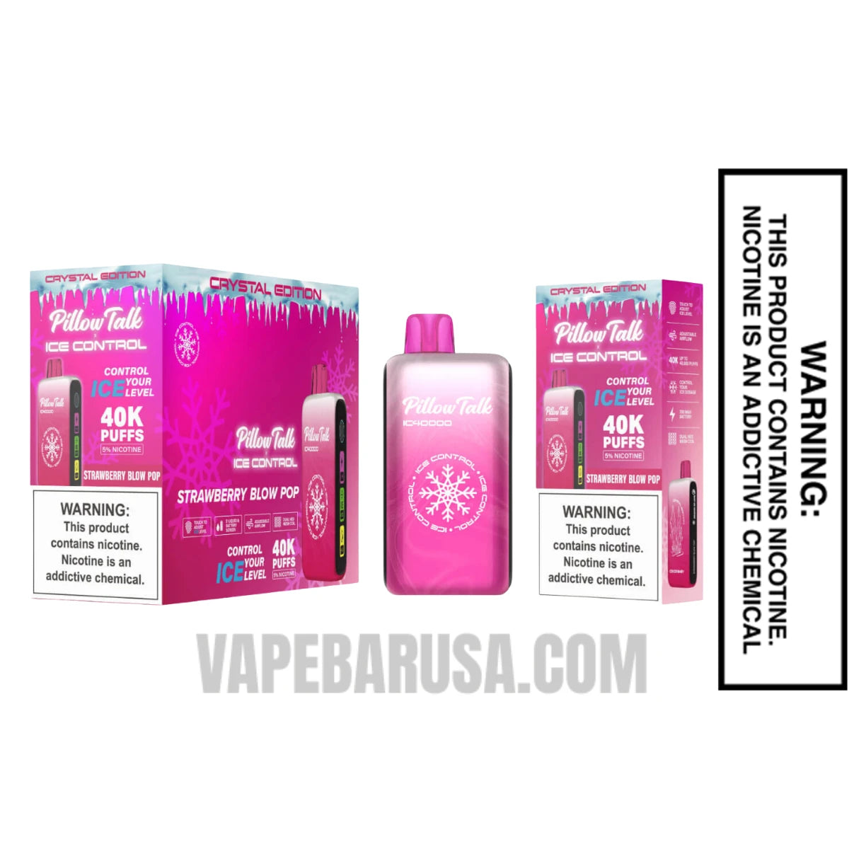 Strawberry Blow Pop Pillow Talk IC40000 Crystal Edition Vape with Bundle Box