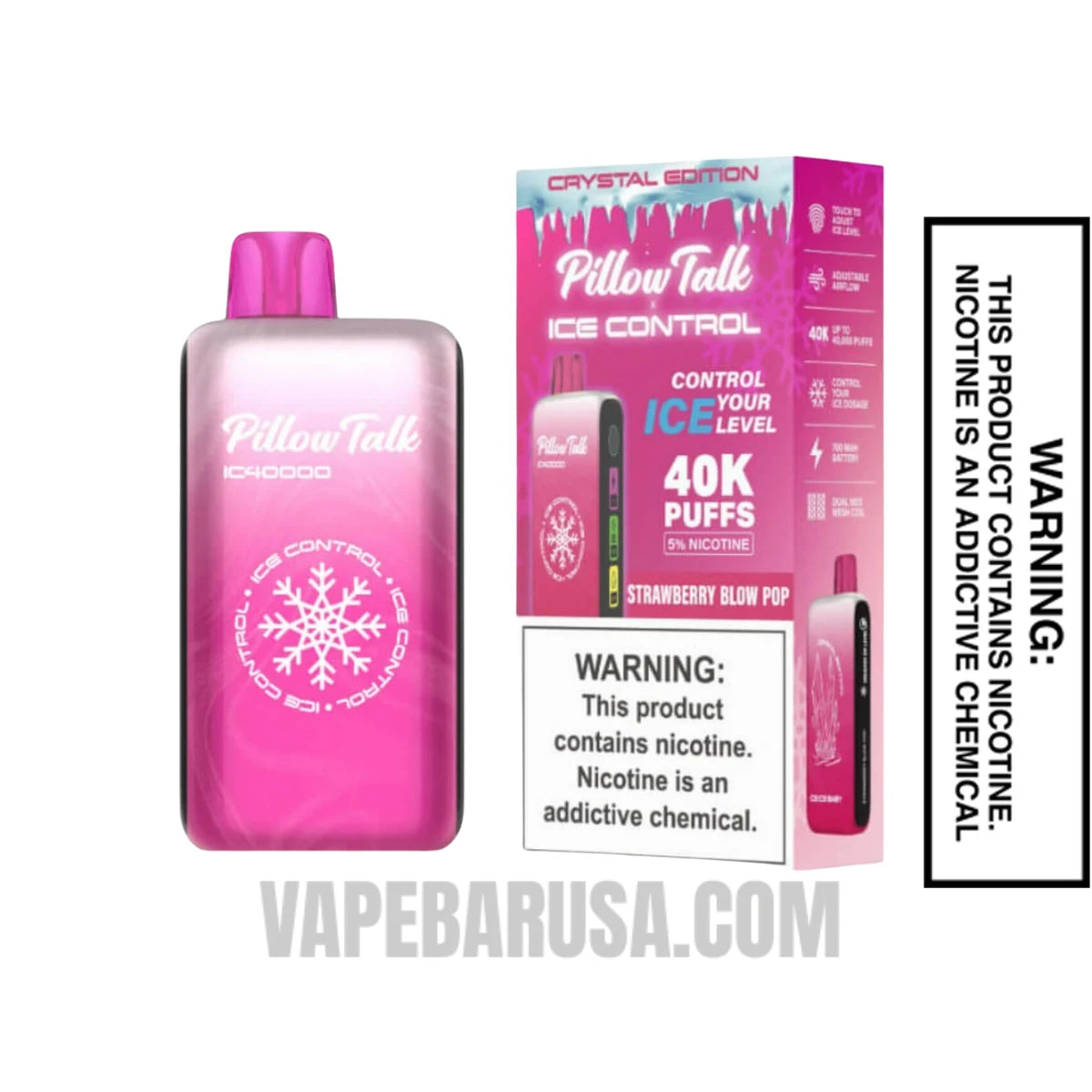 Strawberry Blow Pop Pillow Talk IC40000 Crystal Edition Vape With Package Box