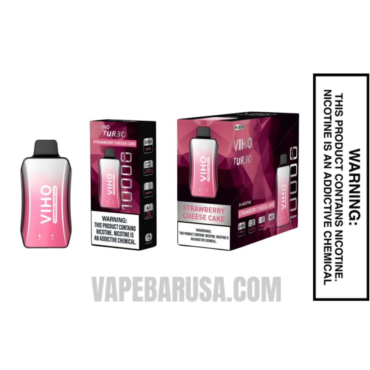 Strawberry Cheese Cake VIHO Turbo Vape 10000 Puffs With Bundle Pack