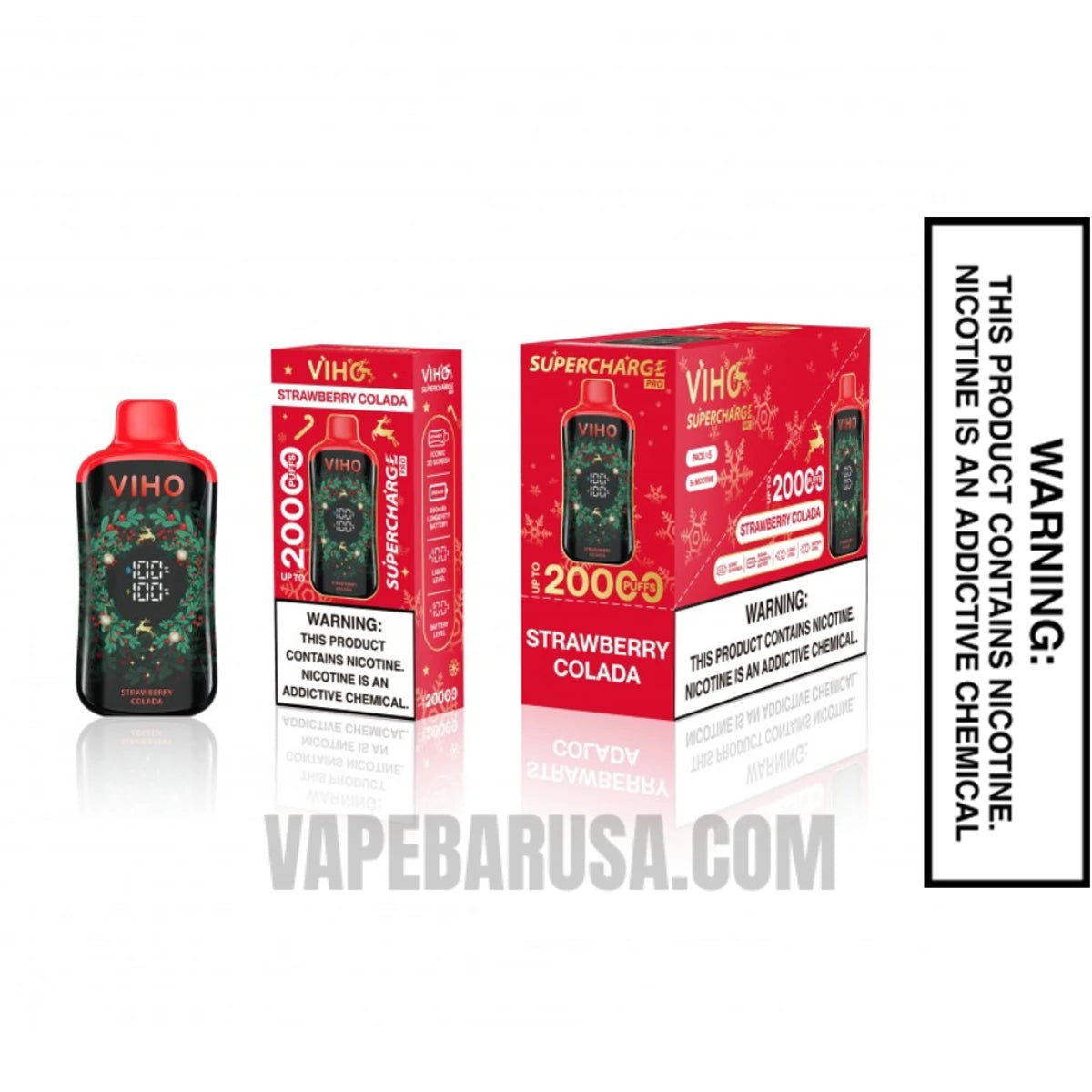 Strawberry Colada VIHO Supercharge Pro Christmas Disposable Vape With Bundle Pack