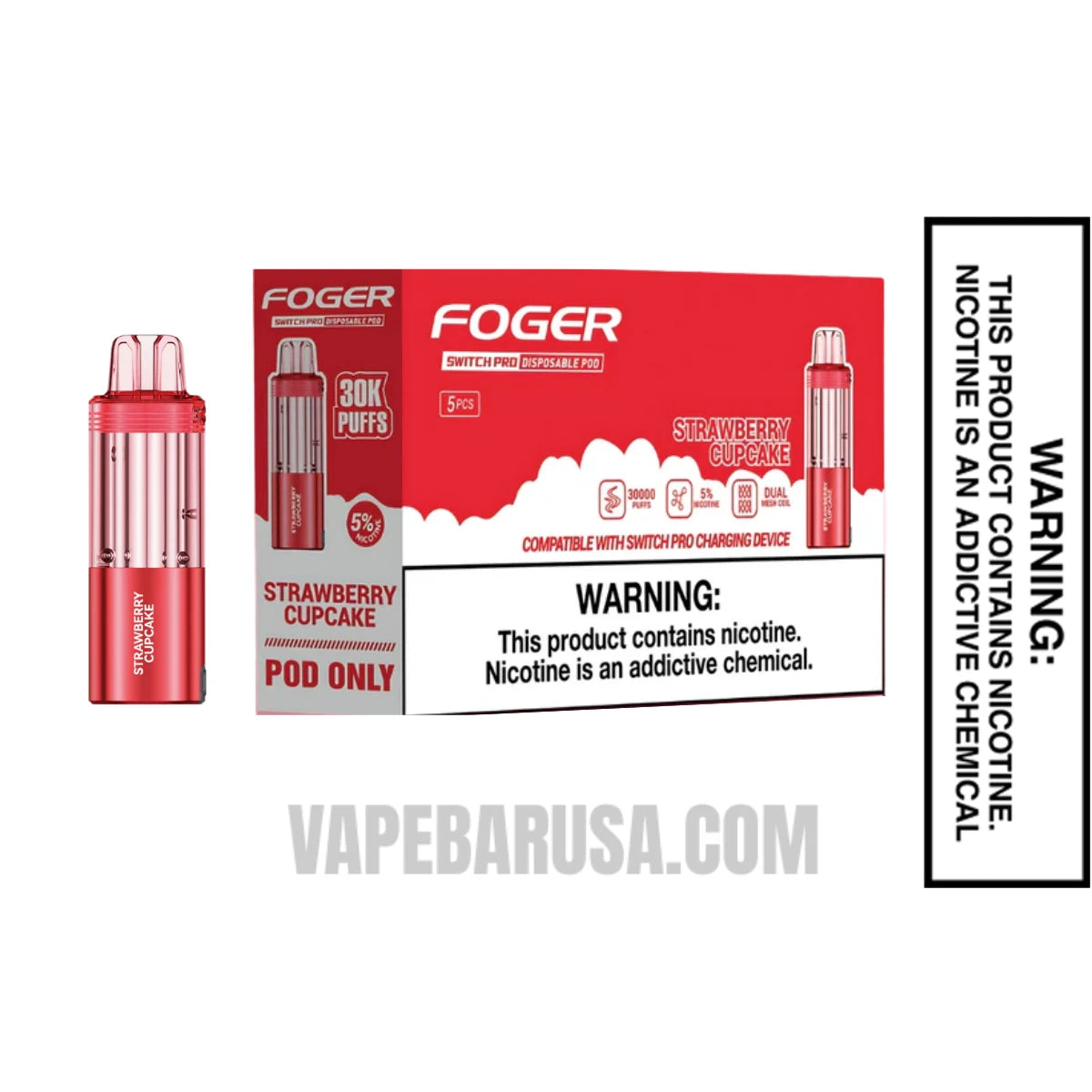 Strawberry Cupcake Foger Switch Pro Disposable Pod With Bundle Pack