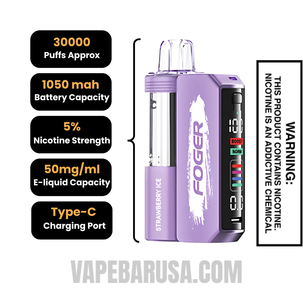 Strawberry Ice Foger Switch Pro Disposable Vape Specifications