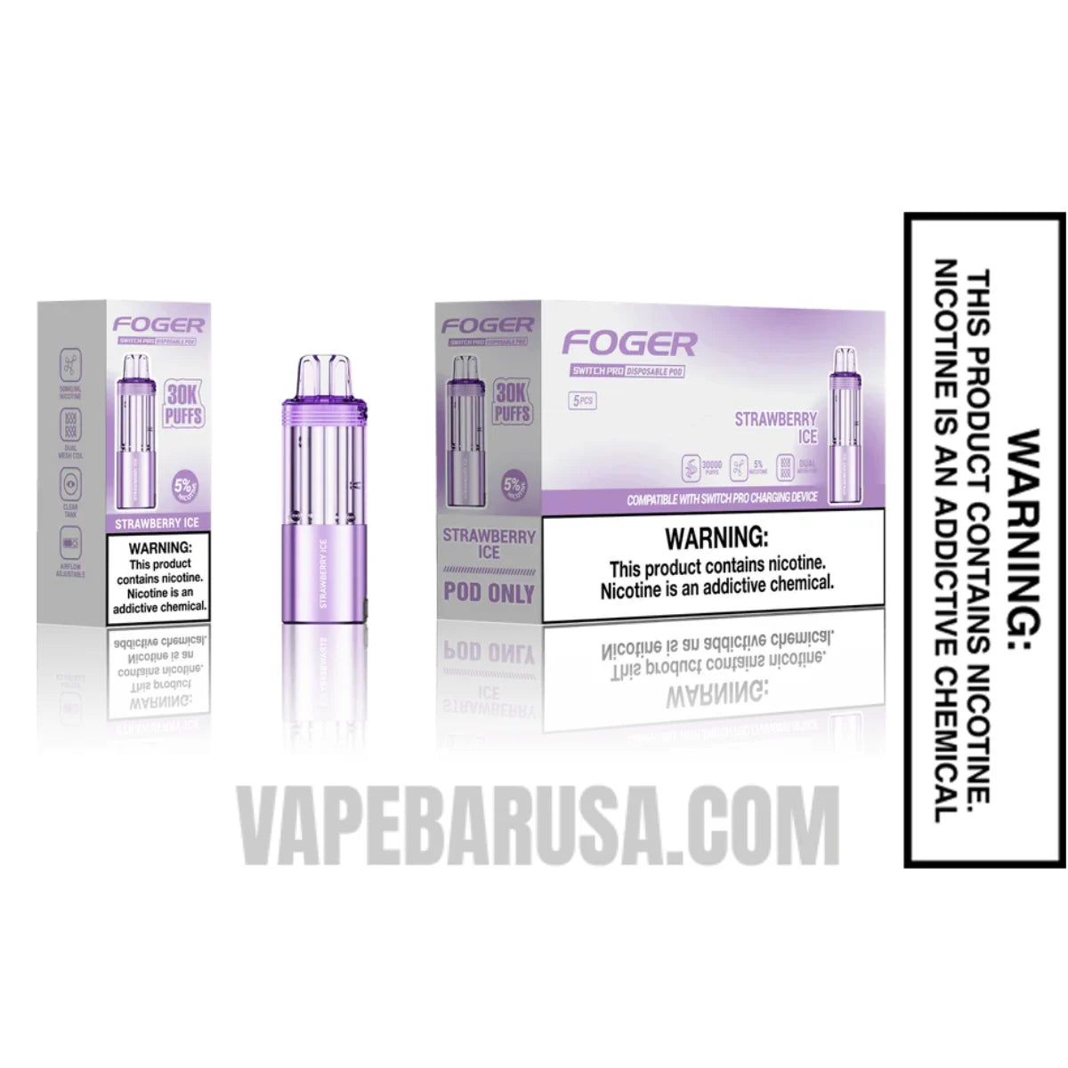Strawberry Ice Foger Switch Pro Disposable Vape with Bundle Box