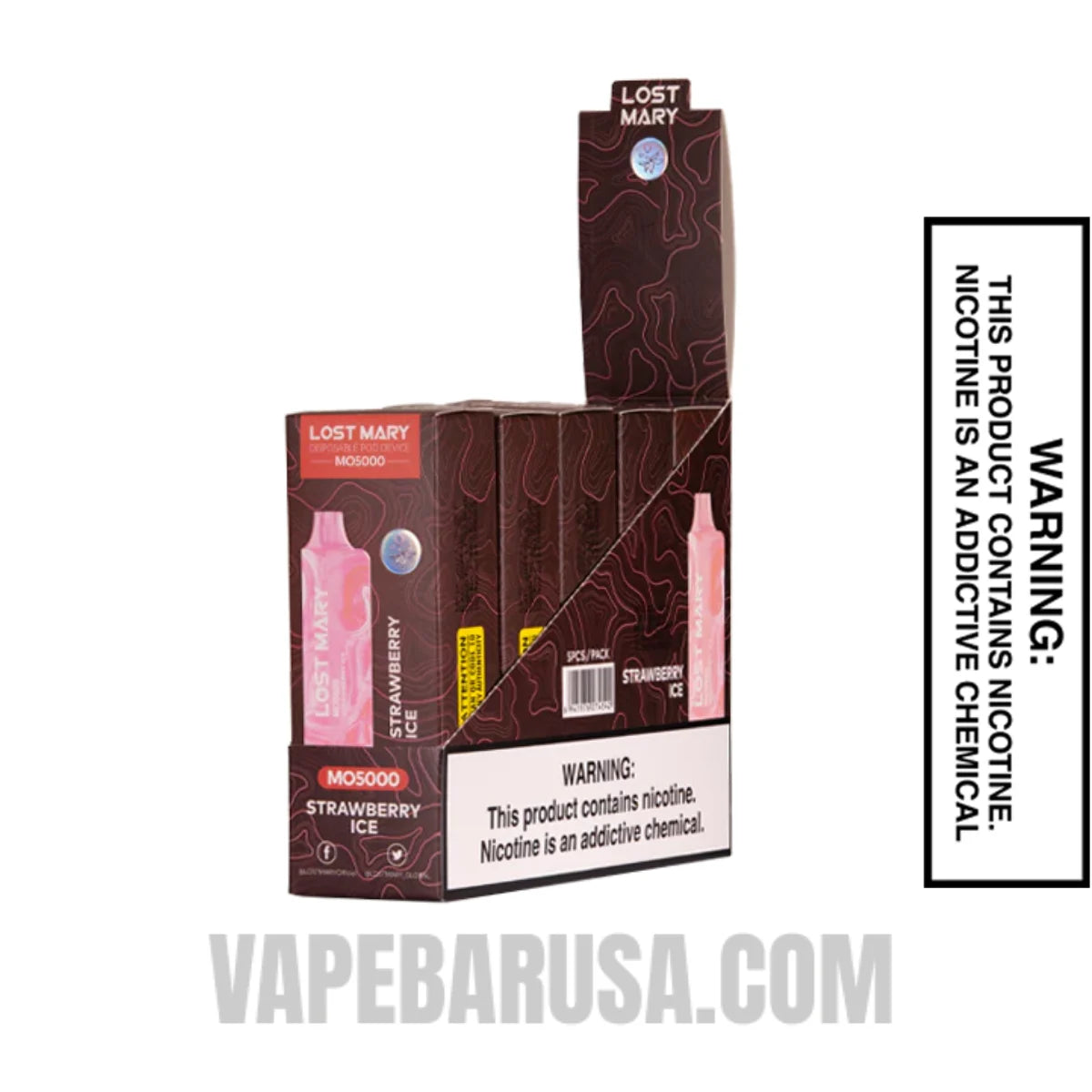 Strawberry Ice Lost Mary MO5000 Disposable Vape With bundle Box
